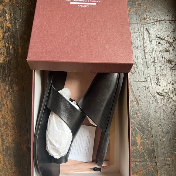 ATP ATELIER ROSA VACCHETTA LEATHER SIZE EU41 BLACK SANDALS - Picture 8 of 10